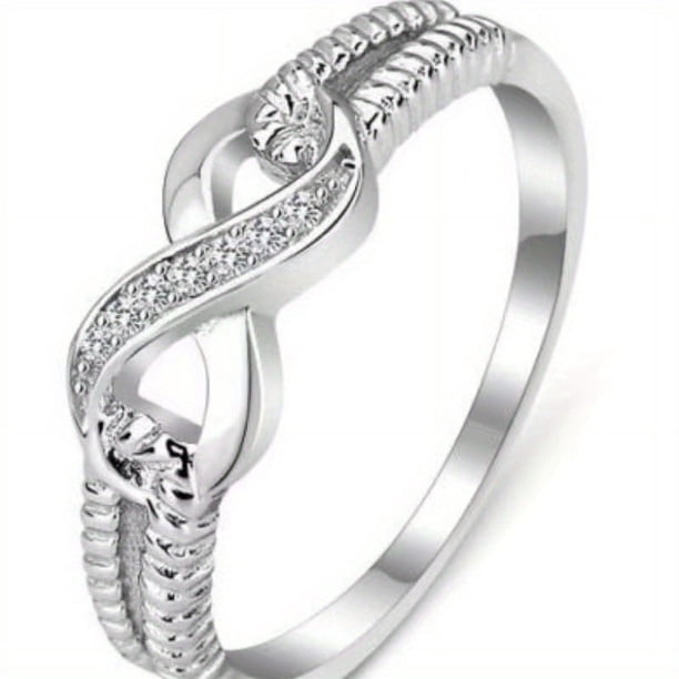 1pc Infinity Symbol Ring - Elegant Platinum Rhinestone Design for Women