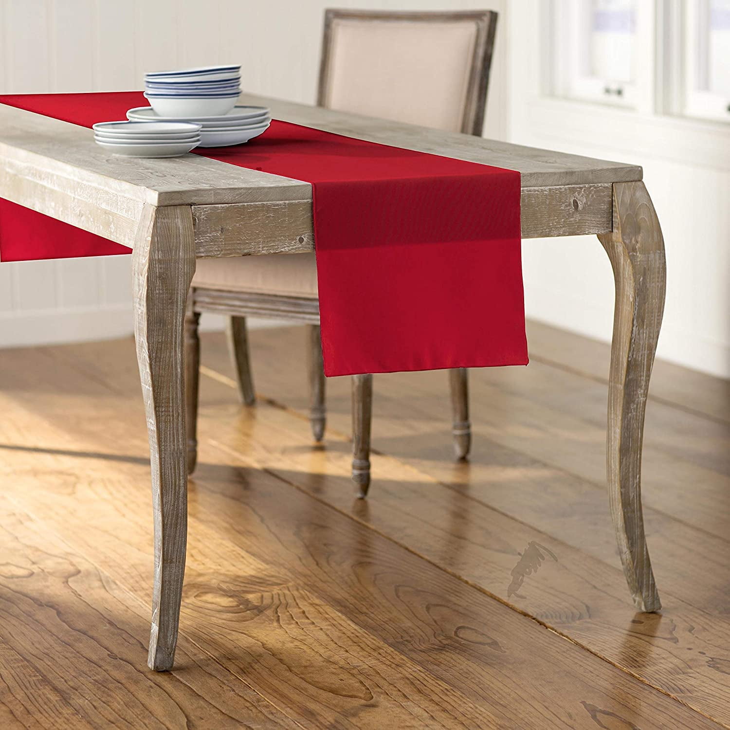 La Linen - Table Runner La, Popelina De Lino Y Poliéster, 35 X 275 Cm, Color Rojo
