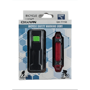 Qixun - Luz Bicicleta Set Delantera Trasera Usb Light Negra