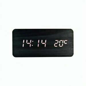Genérico - Reloj Digital Led Tipo Madera Zen Negro