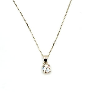 Tiana Joyas - Collar De Circón Solitario De 5 Mm De Plata 925