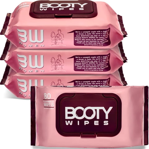 Toallitas Desechables Booty Wipes Para Mujer, 80 Unidades, Paquete De 4