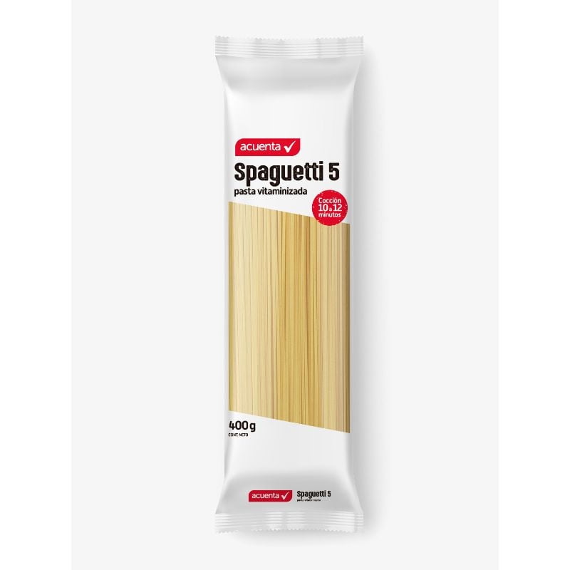 Fideo Pasta Spaghetti N°5 Bolsa 400 g Acuenta
