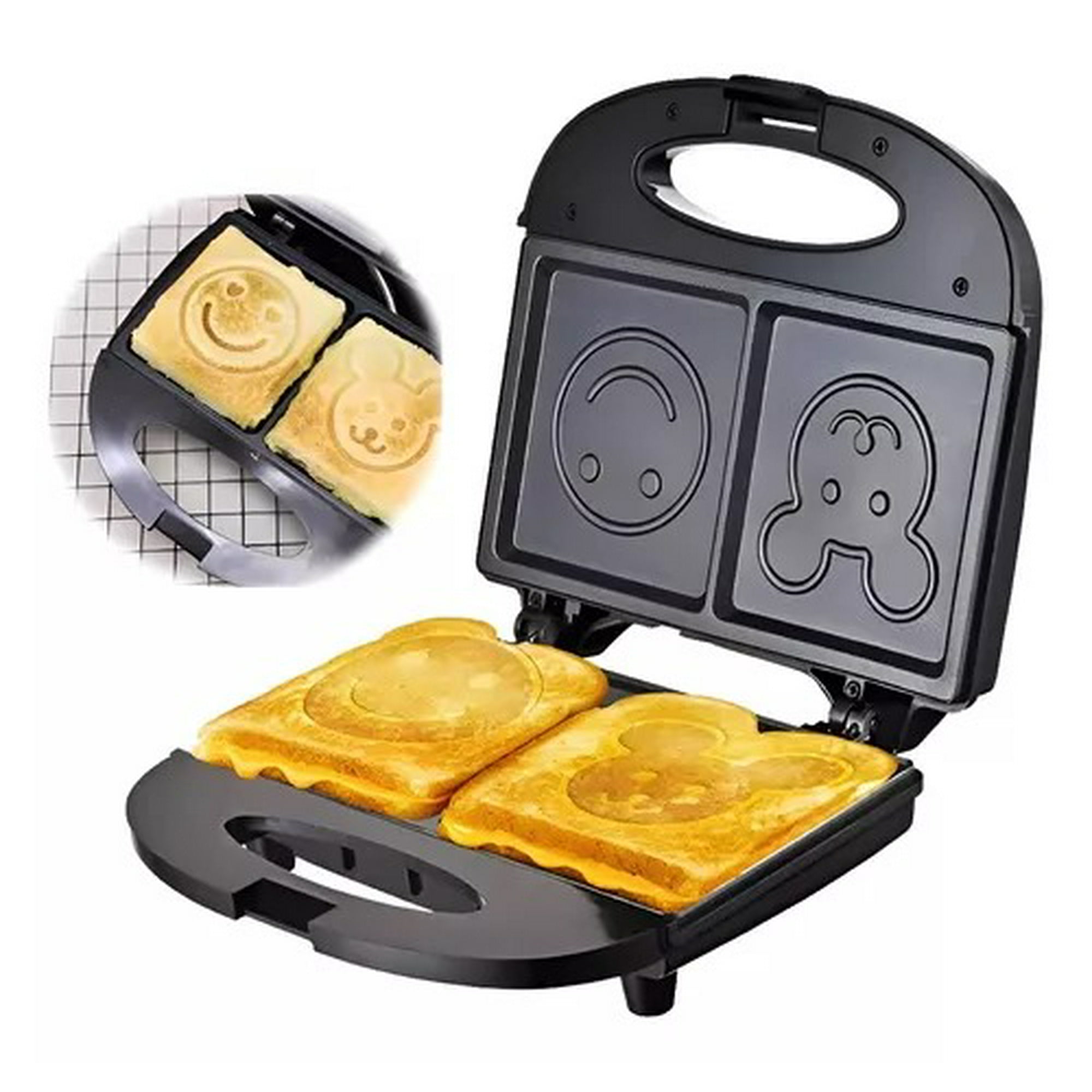 Genérico - Sandwichera Diseño Osito Carita Tostadora 2 Panes Eléctrica Negro