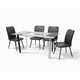 thumbnail image 1 of Comedor 4 Puestos Vidrio Templado + Sillas Negras Tapizadas – Diseño Moderno y Elegante para Hogar, 1 of 5