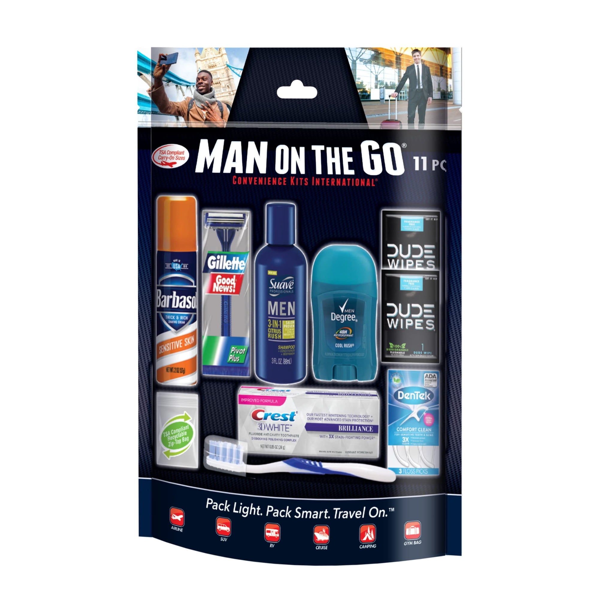 Kit De Viaje Convenience Kits International Para Hombre, 11 Piezas, Azul