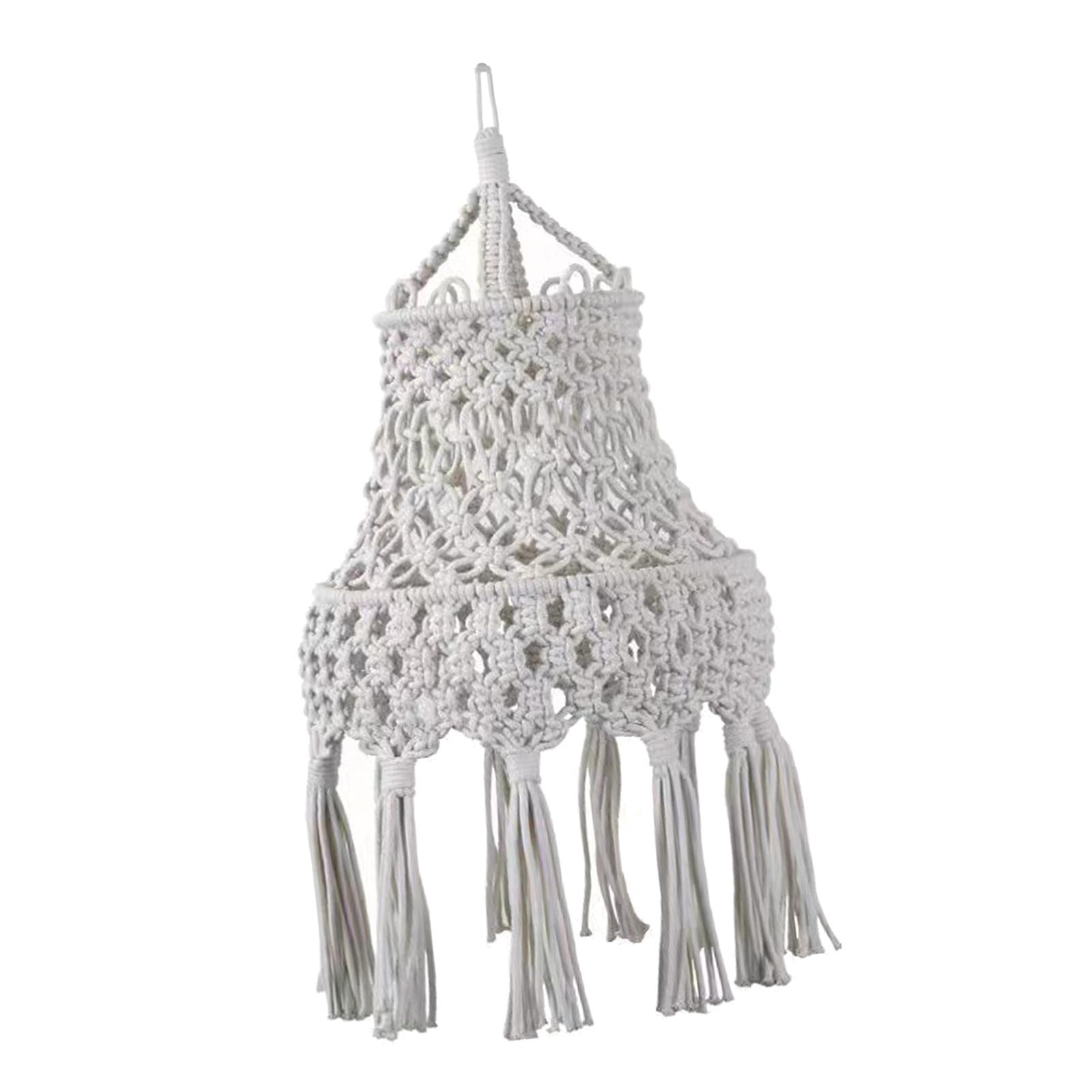 Magideal - Lámpara De Macramé De Estilo Retro Bombilla No Incluida 1 Piezas Cubierta De Luz De Techo Pantalla De Lámpara Boho Para Hotel Restaurante Tearoom Cafe Estilo B