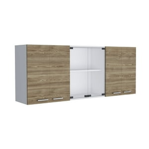 Fm Furniture - Mueble Superior De Cocina 6 Puertas 150X60X31,5 Cm Café Y Blanco