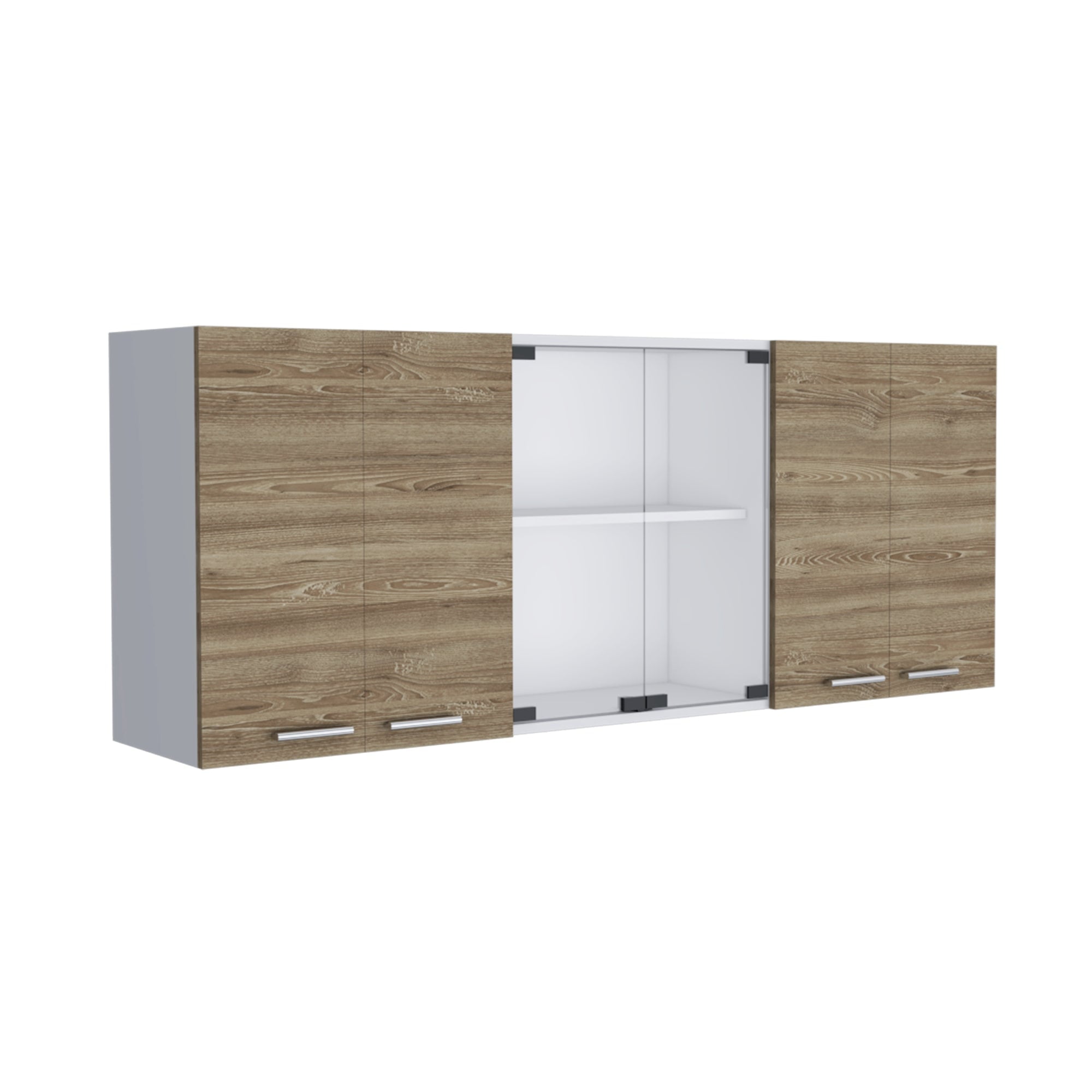 Fm Furniture - Mueble Superior De Cocina 6 Puertas 150x60x31,5 Cm Café Y Blanco
