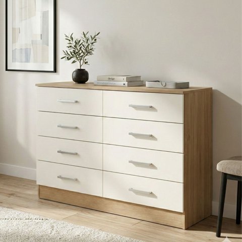 Exit - Cómoda 8 Cajones Roble/Beige