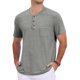 thumbnail image 1 of INSPIRE CHIC Camisetas Henley de Hombre de Manga Corta de Verano con Ribete en Contraste XL Gris, 1 of 6