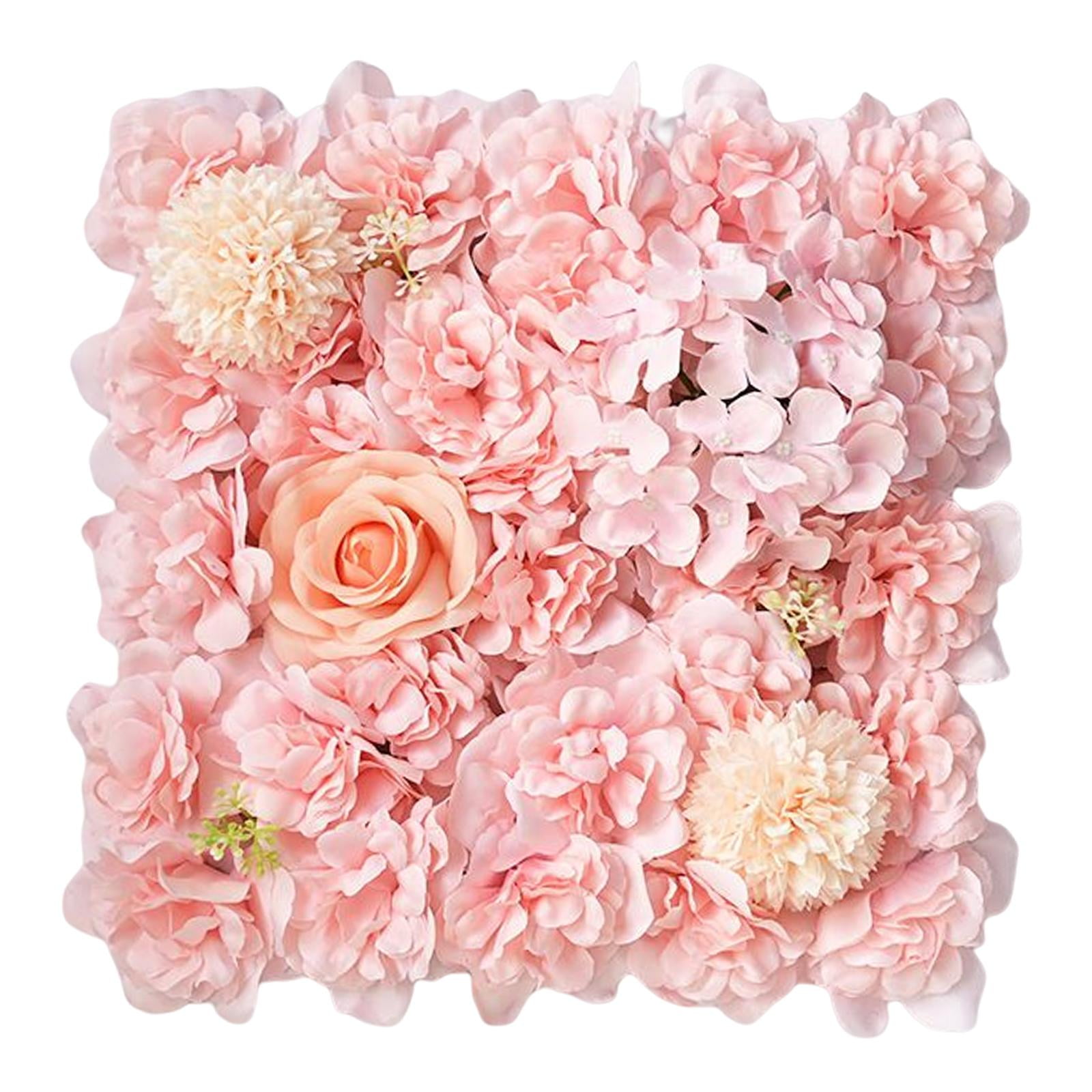 Bothyi - Panel De Pared De Flores Artificiales De 15 Pulgadas X 15 Pulgadas Rosa De Seda Para Decoración De Fiesta De Boda Rosa Claro