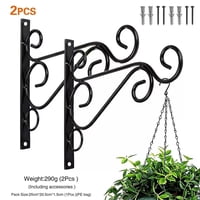 Xusx111 - 2 Paquete De 12 Pulgadas Hangers De Plantas Soporte Al Aire Libre, Montaje De Pared Interior Metal Pesado Resistente Al Oxido Ganchos De La Planta De Alimentación De Aves Para Plantadores Co