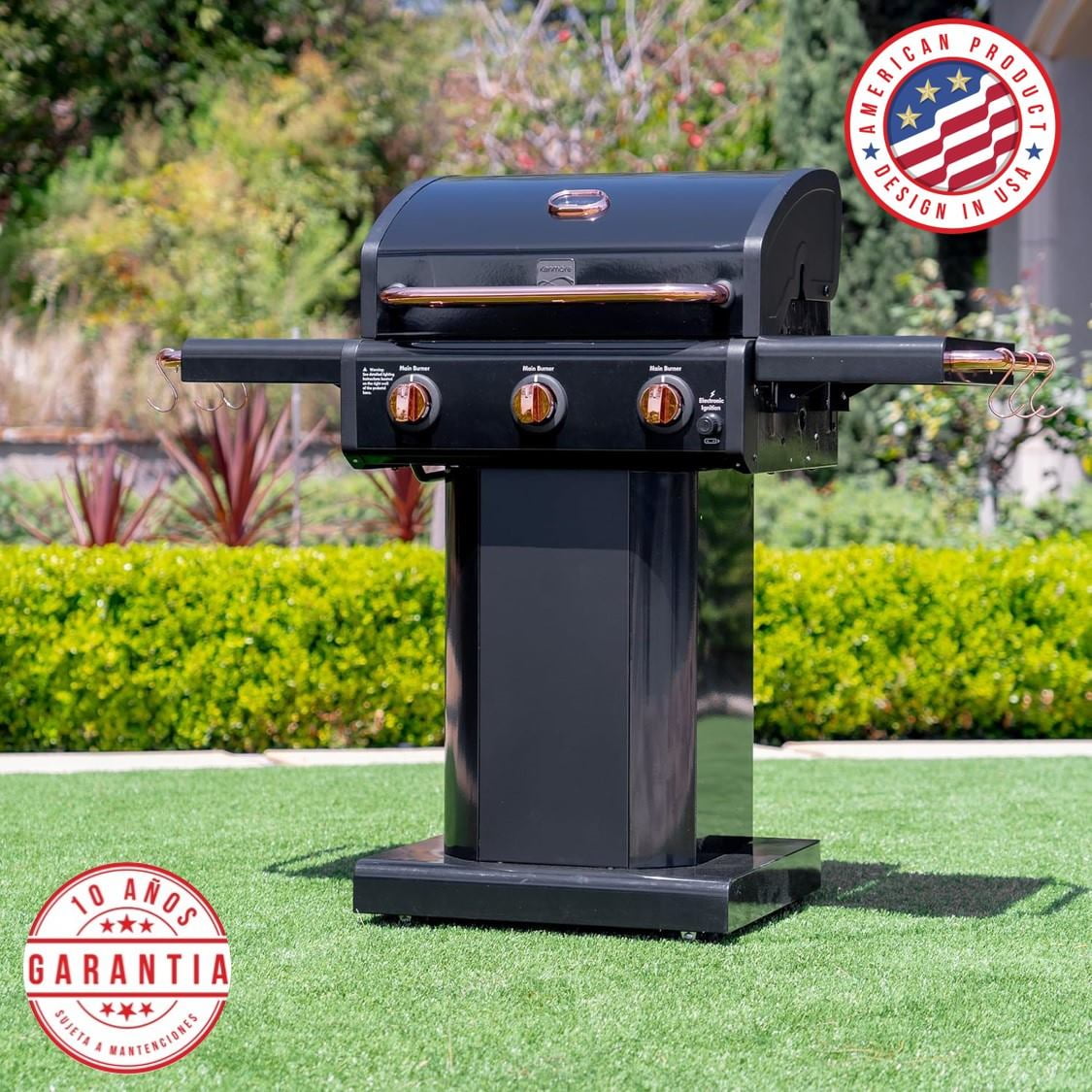 Parrilla A Gas Kenmore 3 Quemadores - Color Negro Con Manillas Cobre ®