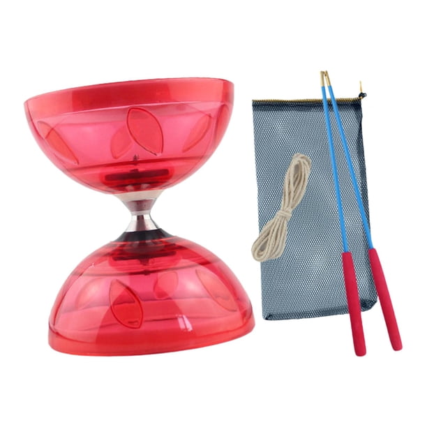 Juguete de diábolo interactivo, juguete chino para malabarismo, ligero, multifunción, con 2 palos de diábolo para niños, para césped y exteriores. Rojo