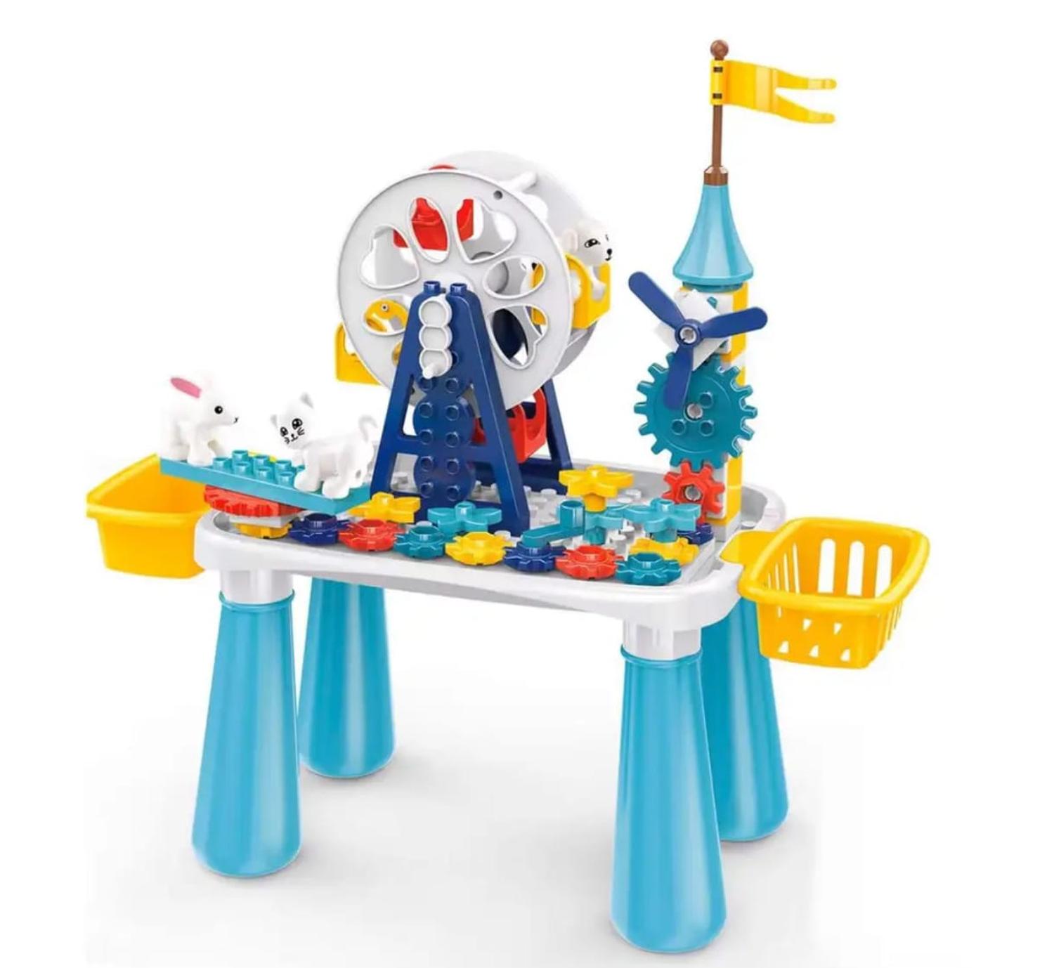 Genérico - Juego De Bloques Con Mesa Y 66 Piezas Azul