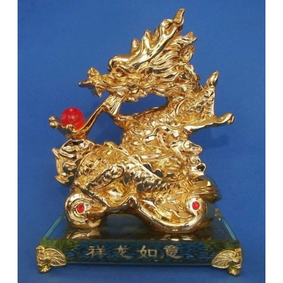 Dragón dorado Feng Shui sobre Ru Yi