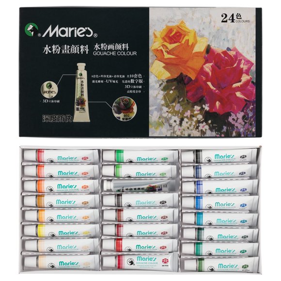 Pintura Gouache Marie's 24 colores en tubos de 12 ml