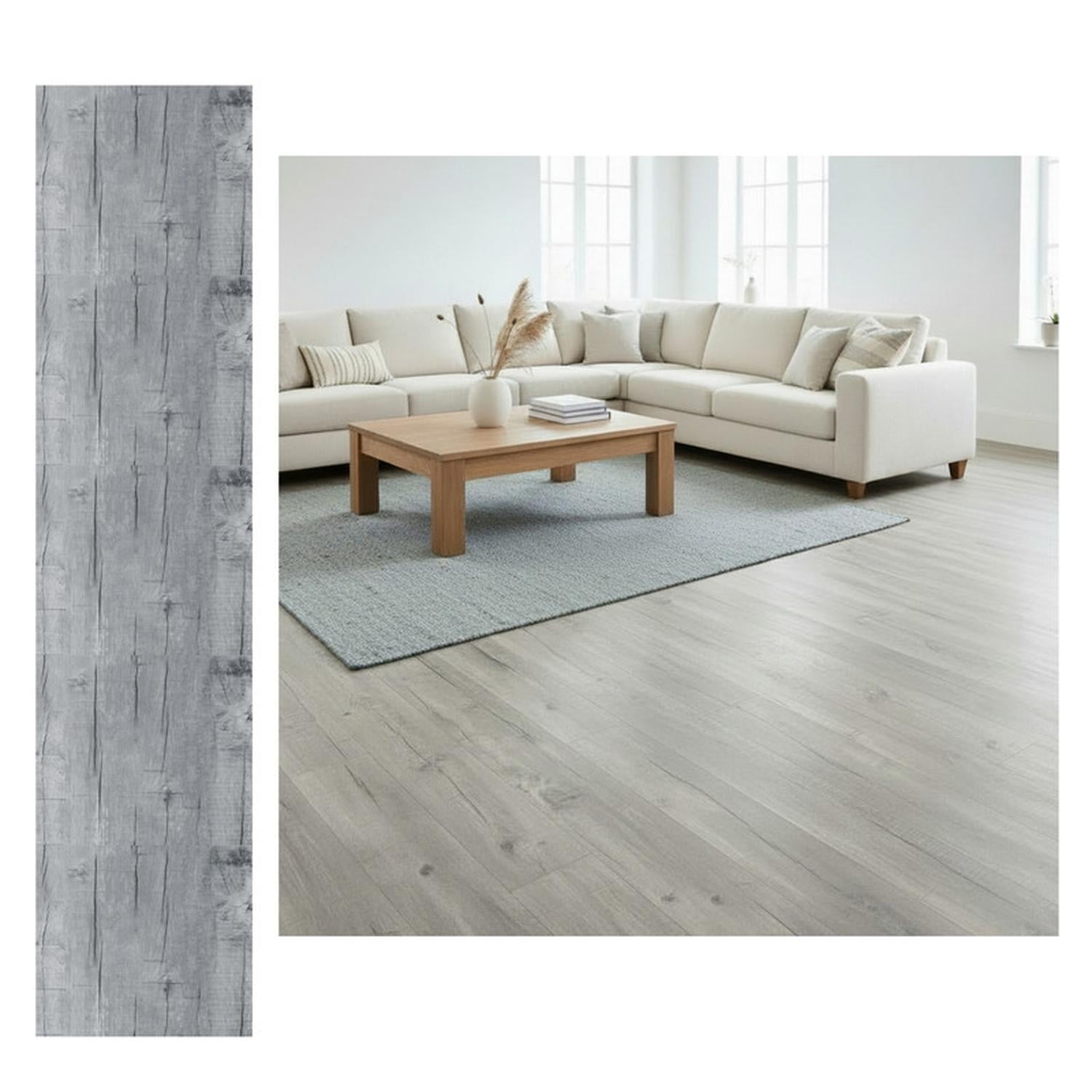 Mobii - Piso Vinílico Adhesivo Símil Madera 91,4x15,2 Gris Acero