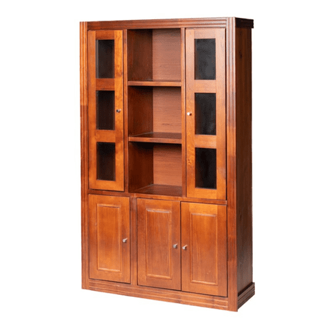 Muebles Insignes - Vitrina Berlin 3 Cuerpos Madera Nogal Vidrio