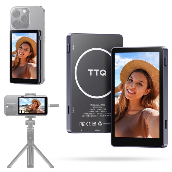 Pantalla de monitor Vlog para selfies TTQ 4K 30 fps con control remoto Bluetooth