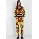 thumbnail image 1 of Conjunto de Top y Pantalón con Cuello en V y Estampado Floral en Rojo y Lima con Efecto Satén Negro y Rojo Lima M, 1 of 5