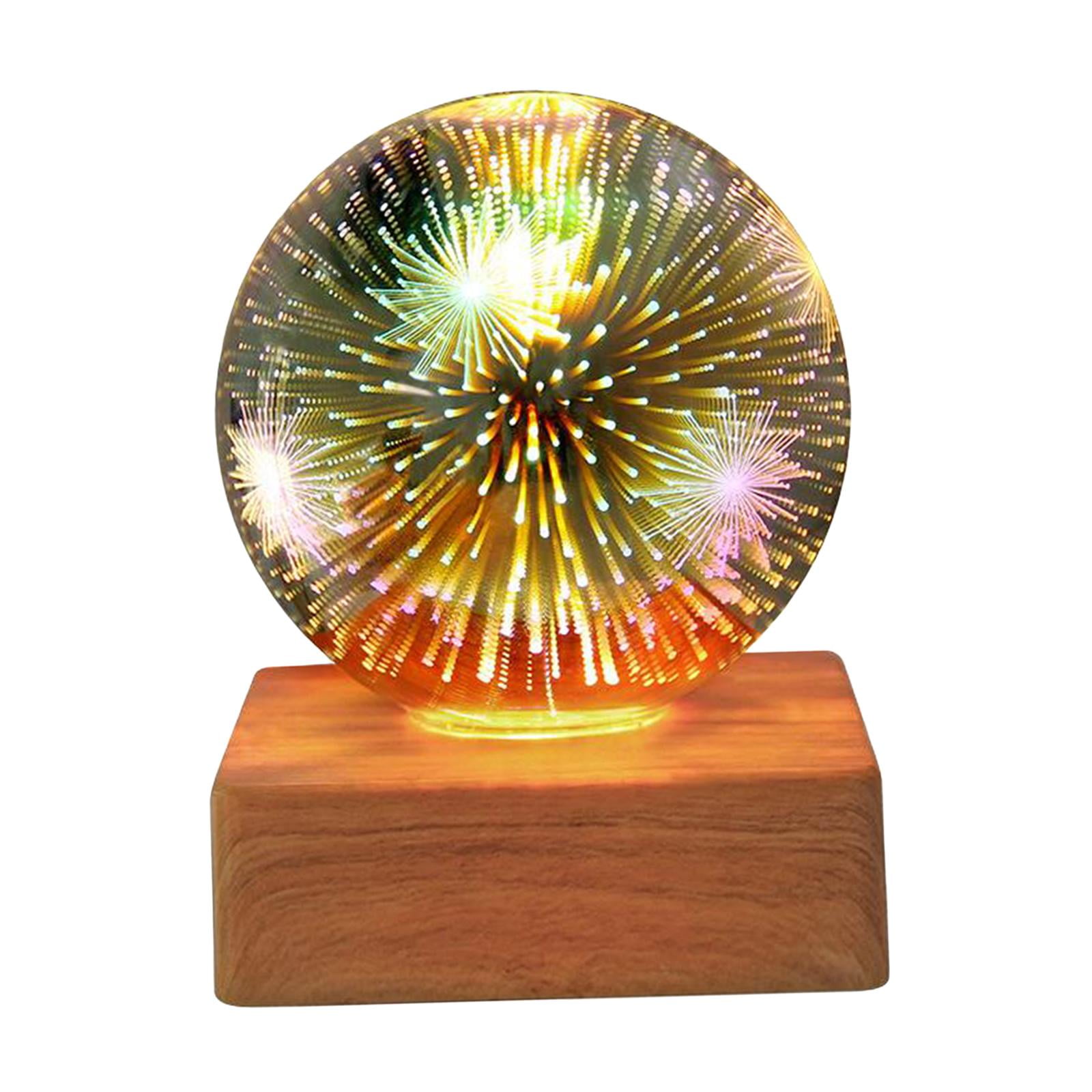 Fiocias - Usb Alimentado Led 3d Fuegos Artificiales Bola De Cristal Luz Nocturna Decoración Navide?a Estrellada