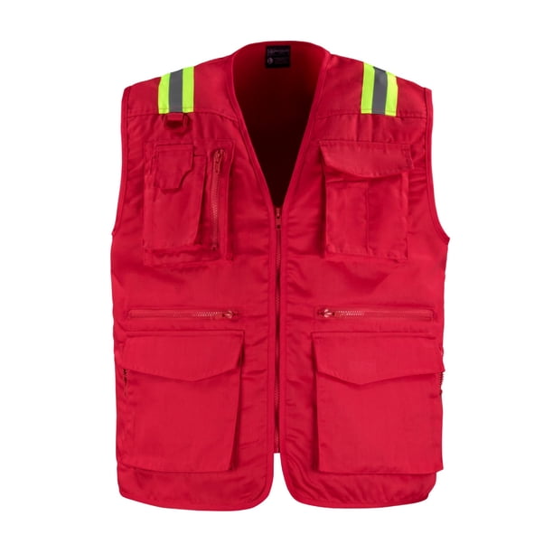 Chaleco Geólogo Gabardina Dual Hi-Vis Con Cinta Día y Noche Hombre Rojo