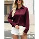 thumbnail image 2 of Blusa satinada Zeagoo para mujer con botones, 2 of 3
