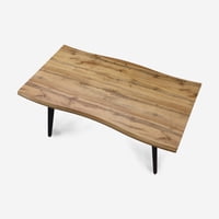 Javimate - Mesa Aneto Diseño Orgánico Con Cubierta De Madera Y Patas Metálicas