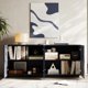 thumbnail image 2 of Gabinete de bufé con almacenamiento,4 puertas Moderno Accent Storage Sideboard,Lujoso bufé de gabinete de piso con antidumping independiente para cocina, 2 of 5