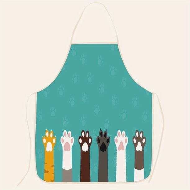 1pc Polyester Cartoon Cat And Dog Apron, Adjustable Oil & Stain Resistant Halter Apron For Chef Gardening Cooking Baking Florist Shop Painting Pinafore Barista, Bib Overalls