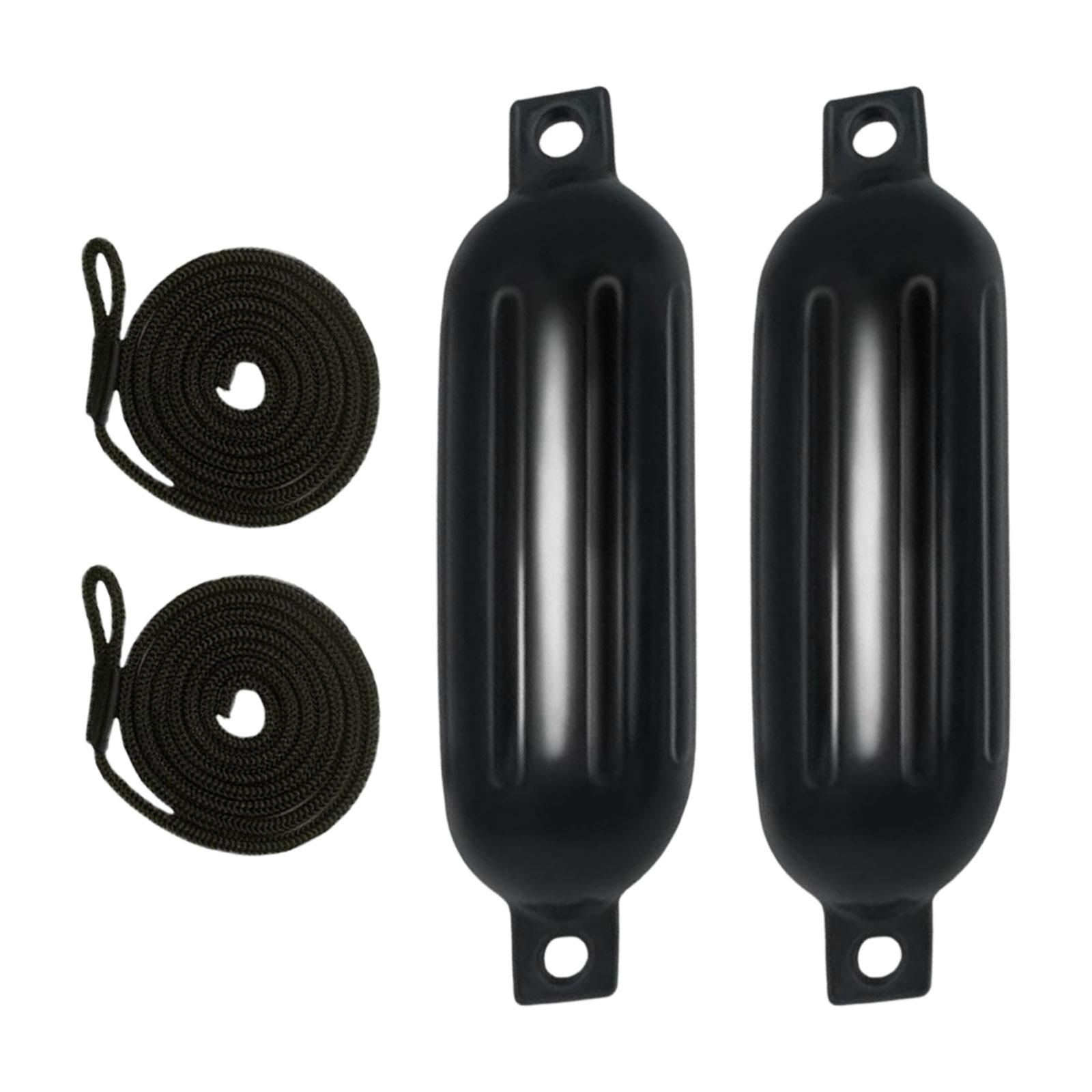 Ioensy - 2 Guardabarros Para Barcos, Cuerdas De 6Mm X 1,5 M, Pvc Anticolisión Para Pontón De Acoplamiento, Cuerda Negra G0 Negra