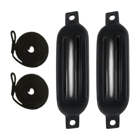 Ioensy - 2 Guardabarros Para Barcos, Cuerdas De 6Mm X 1,5 M, Pvc Anticolisión Para Pontón De Acoplamiento, Cuerda Negra G0 Negra