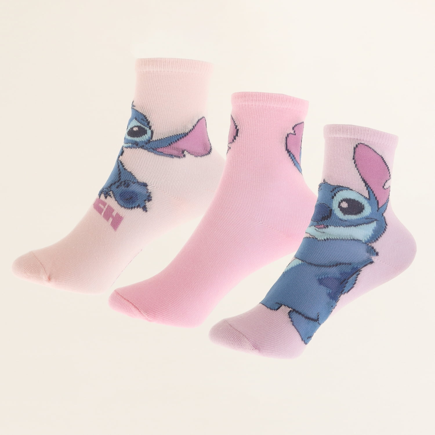 Tripack Calcetines Niña Rosado Varias Poses Stitch Disney