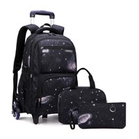 Mochila Enrollable Mitowermi Trolley Space-Galaxy Para Niños Con Bolsa De Almuerzo