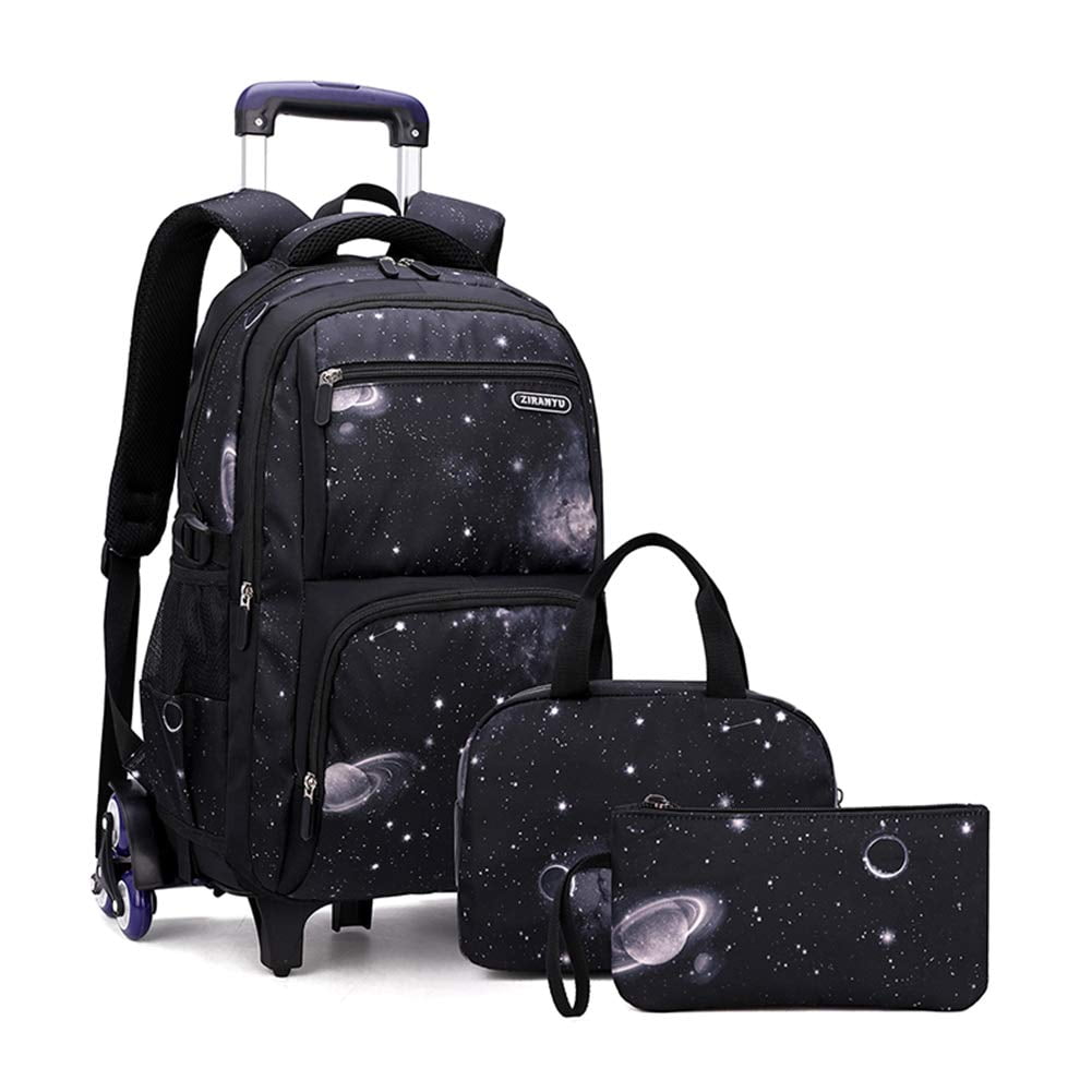 Mochila Enrollable Mitowermi Trolley Space-galaxy Para Niños Con Bolsa De Almuerzo