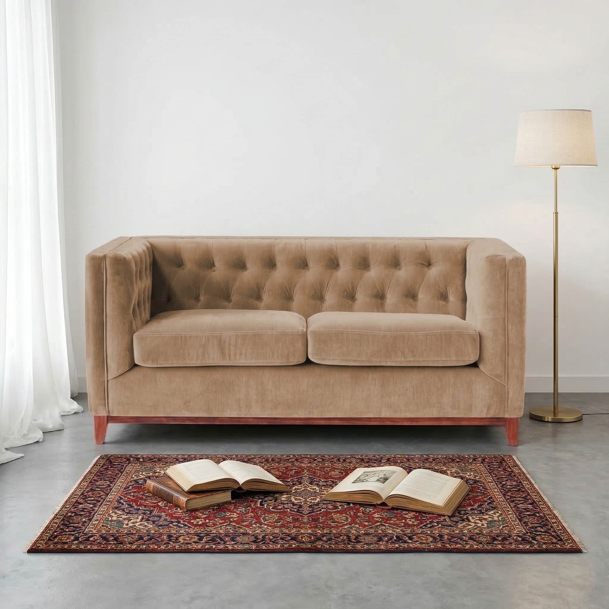 Latam Home - Sofa Roma 2c Tela Velvet Beige
