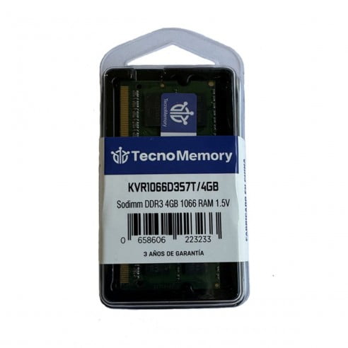 Memoria Ram Tecnomemory Sodimm Ddr3 4gb 1066mhz Kvr1066d3s7t/4gb
