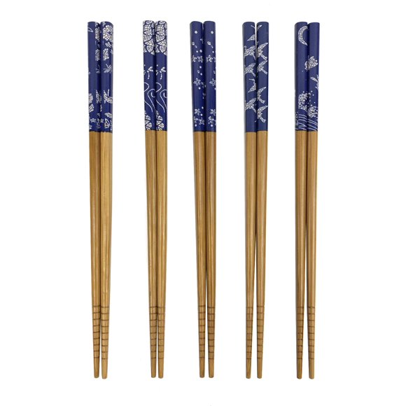 Palillos JapanBargain 3649 de bambú, reutilizables, 23 cm, 5 pares