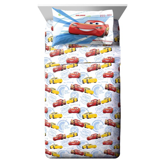 Juego de sábanas Jay Franco High Tech Twin Cars de 3 piezas, color rojo