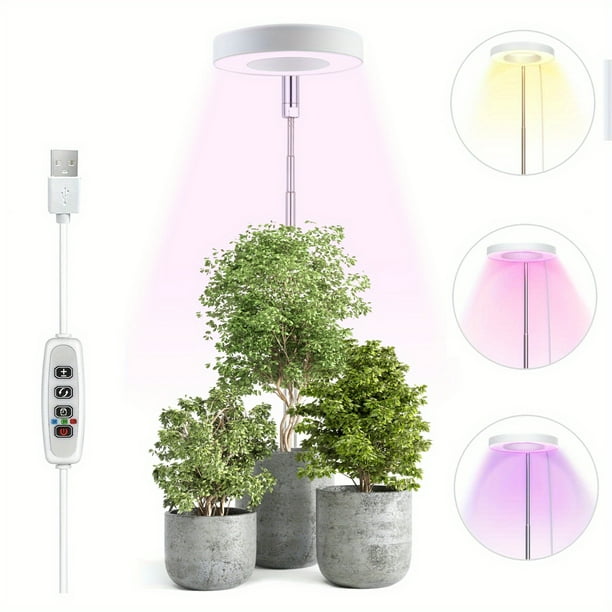 1 Set, Plant Grow Light, Full Spectrum LED Grow Lights For Indoor Plant, 3 Colors Halo Grow Lights, Height Adjustable Growing Lamp, Automatic Timer, Waterproof Grow Light, Idea For Small Plant Light