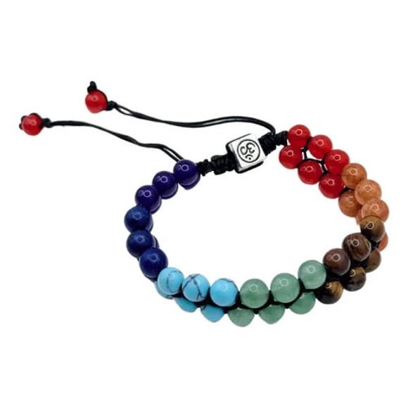 Pulsera 7 Chakras, Nudo Corredizo Ajustable, Balance Armonía Multicolor 7 Cm 21 Cm