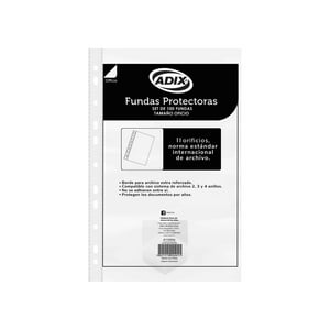 Adix - Fundas Protectoras Plasticas Transparente Oficio 100 Unid
