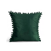 Genérico - Pack De 2 Fundas De Cojines Terciopelo Con Pompones 45X45 Cm Verde