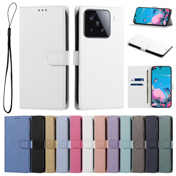 Cartera para Xiaomi 15 con Soporte y Correa, Blanco