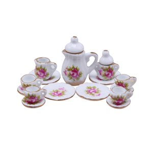 Magideal - 15 Uds 1/12 Casa De Muñecas Juego De Té En Miniatura Juego De Té En Miniatura Accesorios De Fotografía 1:12 Casa De Muñecas Cerámica Diy Escena Acceso Estilo C