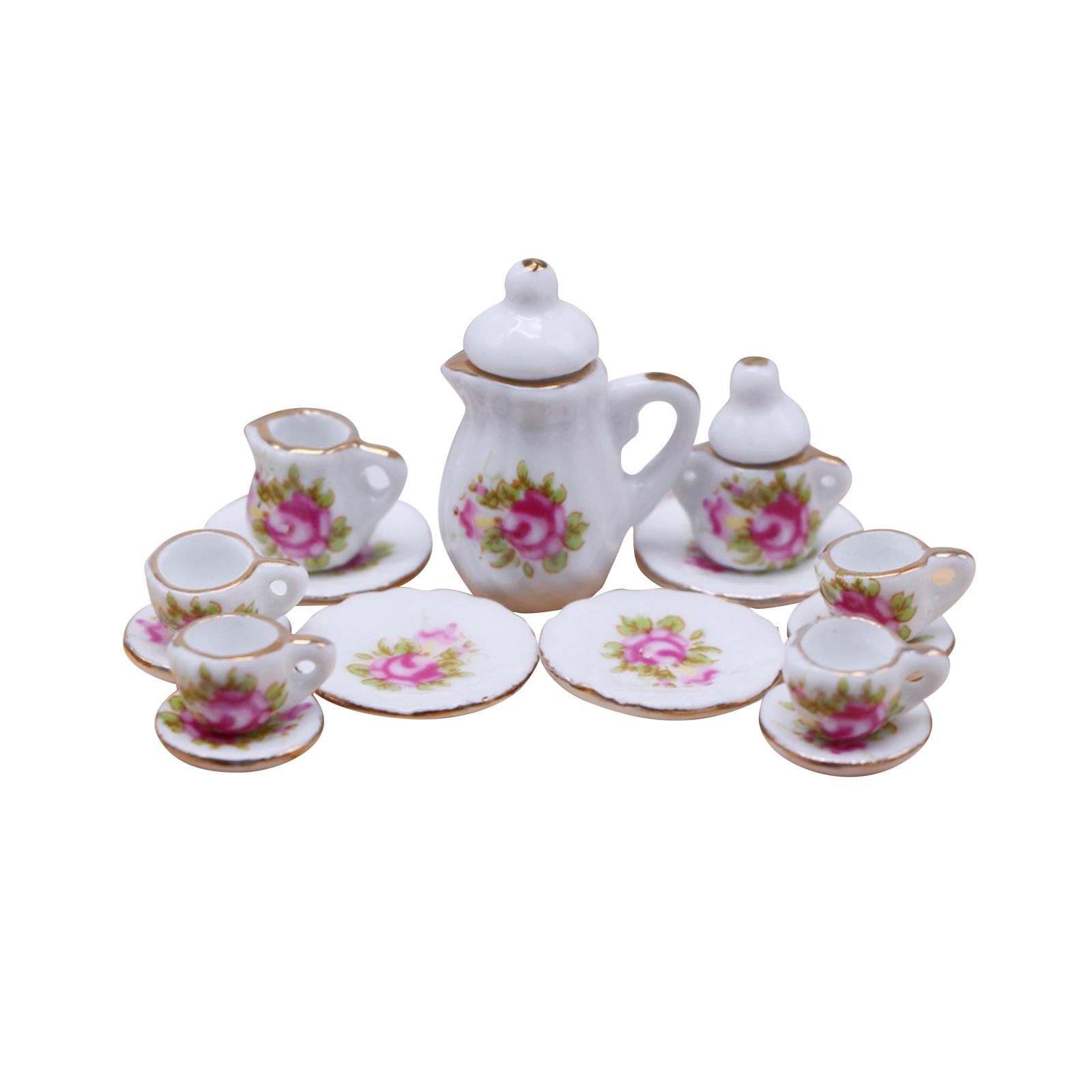 Magideal - 15 Uds 1/12 Casa De Muñecas Juego De Té En Miniatura Juego De Té En Miniatura Accesorios De Fotografía 1:12 Casa De Muñecas Cerámica Diy Escena Acceso Estilo C