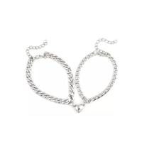 Genérico - Pulseras Para Parejas Con Imán, Corazón, Regalo De Amor, Color Plata