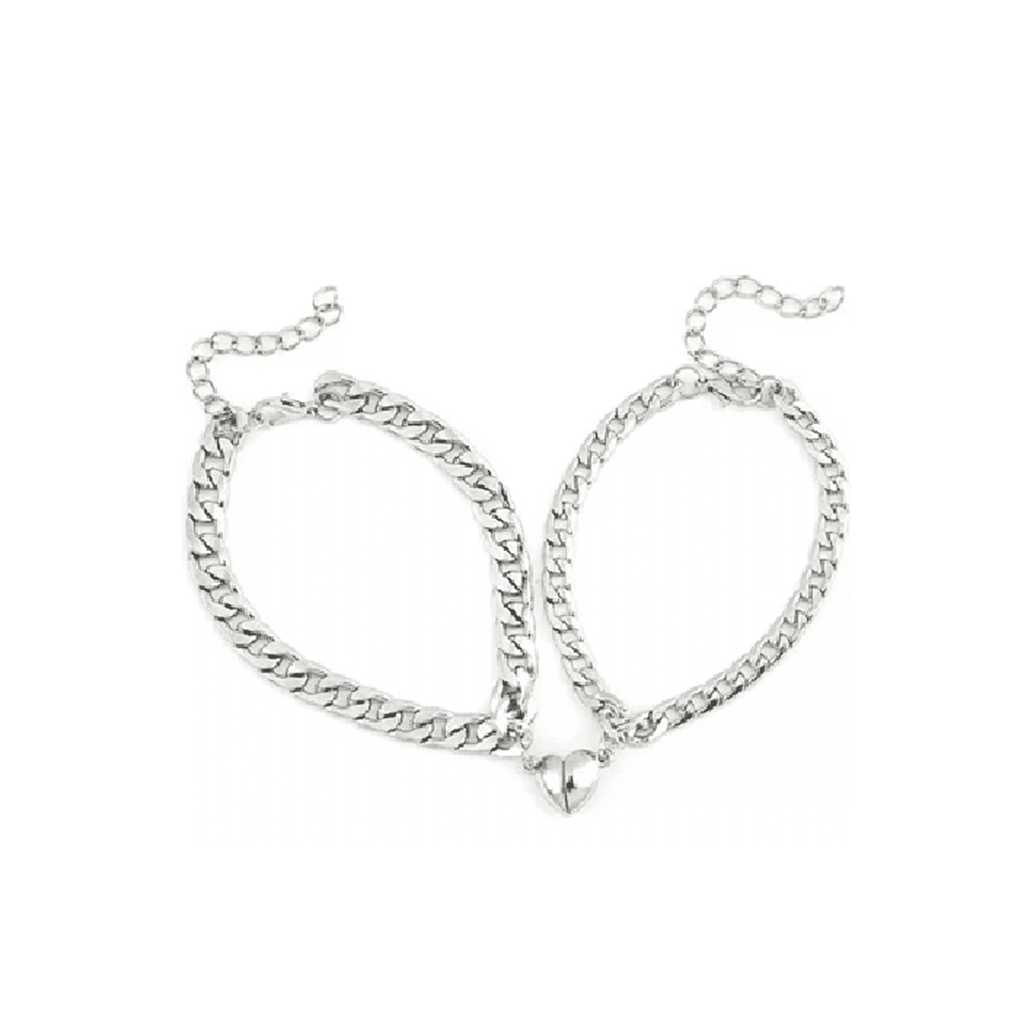 Genérico - Pulseras Para Parejas Con Imán, Corazón, Regalo De Amor, Color Plata